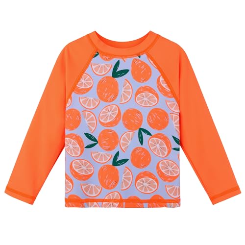 Image of XFGIRLS Girls 2-Piece Swimsuit Long Sleeve Rash Guard Set Toddler 6M-8Y | UPF 50+ blocks 98% UV, Quick-dry, Easy on /off, Bright colors stand out, Machine wash, Breathable, Beach, swim, water park