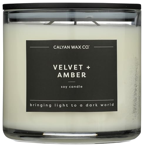 Calyan Wax Co. Candle Glass Three Wick Velvet Amber 14.9 Ounce