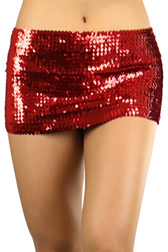ToBeInStyle Women’s Flashy Flirty Reflective Sequined Ravewear Daring Mini Skirt