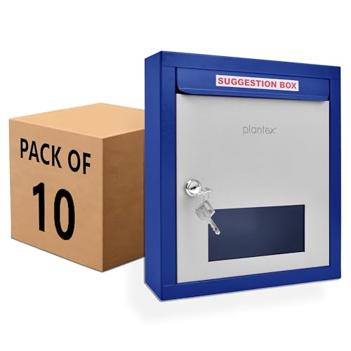 Image of Plantex All in One Multipurpose Letter Box /Suggestion Box for Office /Post Box for Home gate /Donation Box /Complaint Box /with Lock - Pack of 10 (Blue & Ivory)