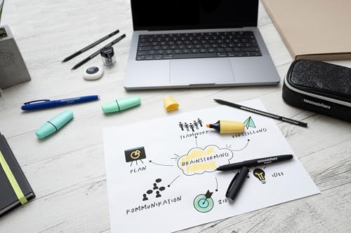 EBERHARD FABER 599040 - Mini Textmarker Set, 12 Marker in Neon- und Pastellfarben mit Keilspitze