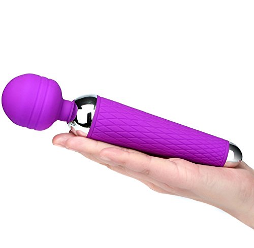 Sexy Slave Rechargeable and Waterproof Silicone Vibrator - 10 Function - Cordless Neck & Shoulder Portable Wand Body Massager,Best for Men,Women or Couples,Purple