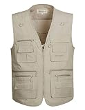 Yimoon Men's Summer Leisure Outdoor Multi-Pocket Lightweight Utility Fishing Travel Vest (Beige, Lar