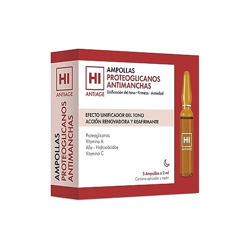 HI Antiage - Ampollas Proteoglicanos Antimanchas Triple Efecto Flash - Serum Facial Con Proteoglicanos Vitamina C Y Vitamina A Antimanchas, Antiedad E Hidratantes, 5 Unidad
