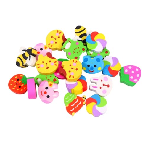 DECHOUS 50個 ミニかわいいフルーツ 動物キャラクター消しゴム 用学用品 遊び道具 楽しいイデザイン 筆跡消しや工作に