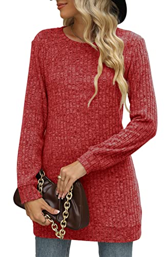 Image of Sweaters for Women Long Sleeve Crewneck Sweatshirt Loose Casual Tunic Tops