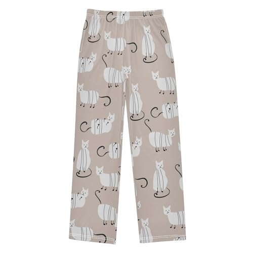Boys' Pants Cute Cats Cartoon Kitten Long Bottoms Jogger Pants Elastic Waist Trousers with Pockets S-XL