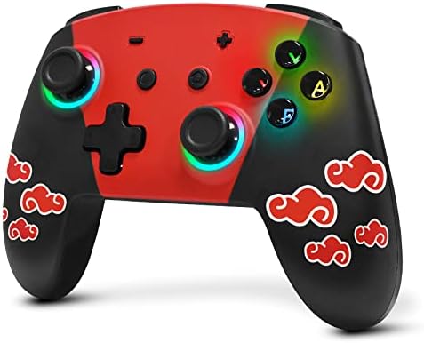 Switch Pro Controller, 9 Colors RGB Lights with BackButton/Turbo/Dual Vibration/6-Axis Motion Bluetooth Wireless Control for Switch/Switch Lite/Switch OLED,5 Adjustable Vibration