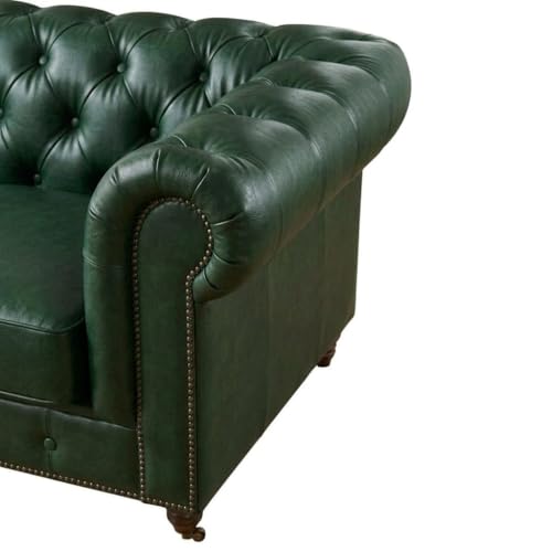 Image of Modern Classic Design Leatherette Luxury Chester Sofa Set with Button Tufted, Sofa for Living Room Home, Office, Bar, Hotel, Restaurant and Lobby Furniture Living Room Set (Green, 1 Seater Sofa)