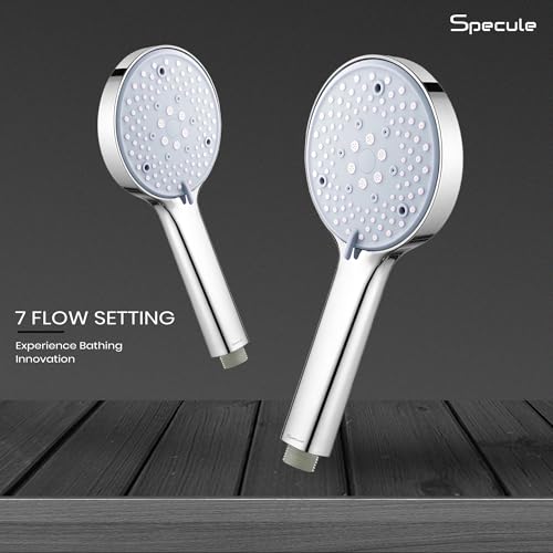 Image of 7-Function ABS Hand Shower for Bathroom | Includes SS-304 Grade 1.5 Meter Flexible Hose & Wall Hook | Chrome Finish | High-Pressure Multi-Mode Shower Head Set (Silver)