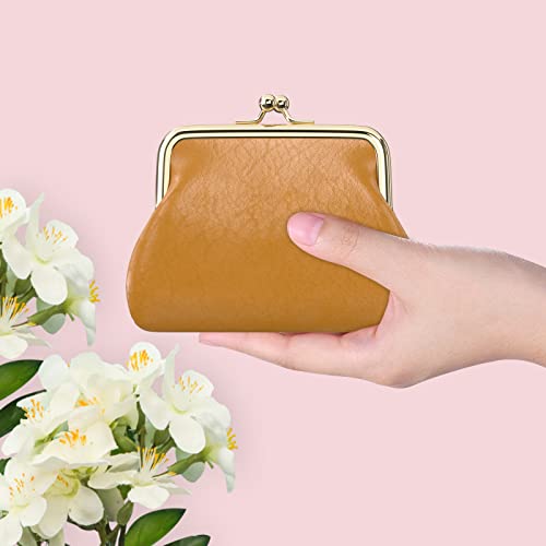 Image of Coin Purse, Small PU Leather Change Purse, Coin Wallet with Clasp, Car Change Holder Pouch for Woman Men Kids Girls, Brown