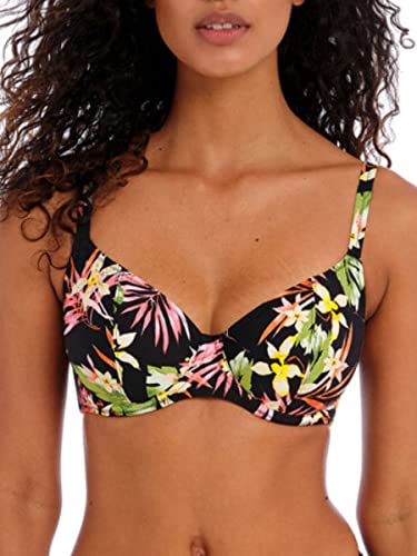 Savanna Sunset Plunge Bikini Top Multicolor Negro 32E, multicolor, 85E