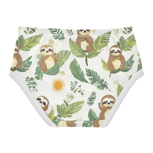 Wusikd Cute Sloth Girls' Underwear Cotton Leaves Girls Briefs Soft Toddler Underwear 2T2