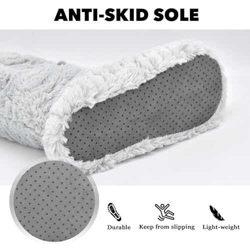 Image of Keyela Womens Non-Slip Sole Slipper Socks, Fluffy Winter House Booties