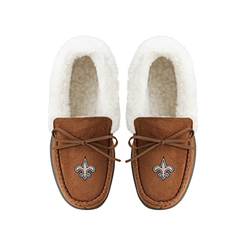 Image of FOCO Womens NFL Team Logo Tan Moccasin Slippers