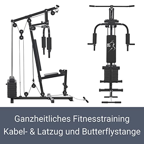 ArtSport Kraftstation ProfiGym 2000 mit Latzug- & Butterflystange, Seilzug & Beinstrecker - 9 Gewichte mit 40kg… – Bild 5