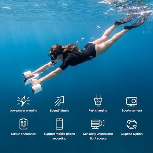 Image of sublue Mix Pro Dual Motor Underwater Scooter - 3 Speed Modes, 60 Min Runtime, 131ft Depth with Camera Mount & Low Battery Alarm for Pool, Diving, Snorkeling - Water Scooter for Adults