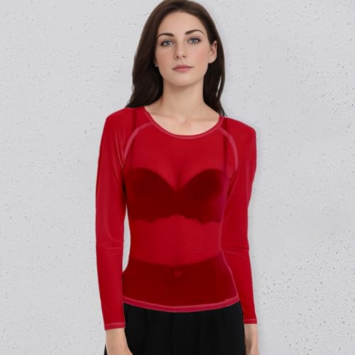 Image of Buauty Sheer Tops for Women,Mesh Fishnet Tops Plus Size,Stylish and Sensational Mesh Blouses for Fashion-Forward Ladies