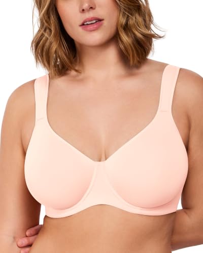 Image of HSIA Minimizer Bras for Women, Full Coverage Underwire T-Shirt Bra, Joan | Plus-size fit, seamless unlined cups, stretch fabric, U-shaped back smoothing, wide cushioned adjustable straps