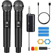 ✐ Premium DSP Chip: Microphone and receiver adopts 2.4GHz connection technology for widely used. Powered by a 24-bit DSP audio processor, this mic delivers balanced EQ, low latency, and anti-feedback for professional sound. The dual microphones and r...
