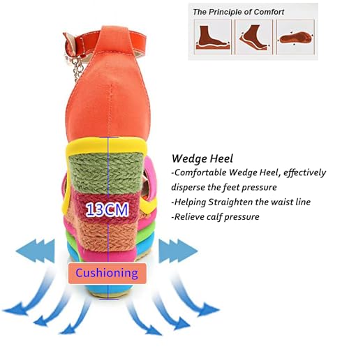 Colorful Wedge Heel Sandals for Women Platform Espadrilles Sandal with Ankle Strap4