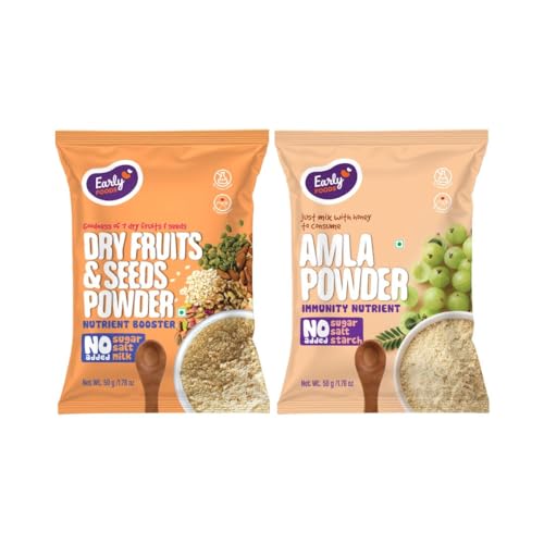 Image of Early Foods - Trial Pack Combo Amla Powder & Dry Fruits Powder| Indian Gooseberry | Dry Fruits Mix | 50 gms + 50 gms