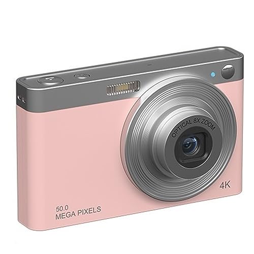 デジカメ 4K 軽量ポータブル Ultra HD デジタルカメラレトロカメラコンパクト Vlog ビューティーフィルターカメラ 小型で持ち運びも簡単(C13 Pink+OTG Card Reader+8G)