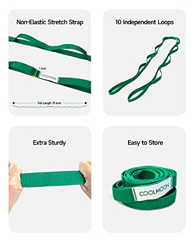 Coolmoon Yoga Mat Extra Thick 1/4" Double-Sided Non Slip, Tpe Fitness Exercise Mat With Stretching Strap Yoga Strap For Physical Therapy, Pilates And Gymnastics #TOP4