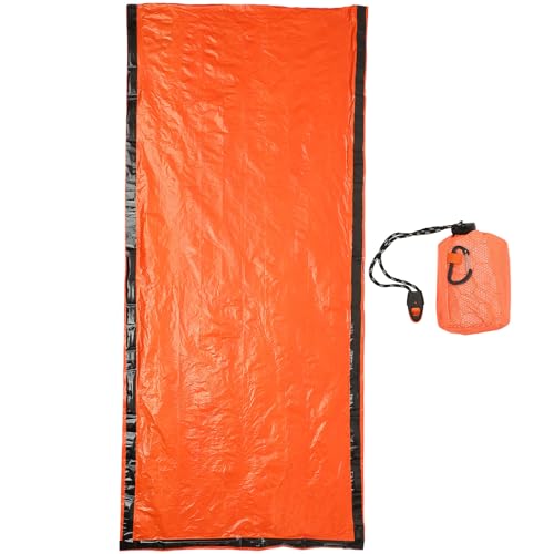 Kit de supervivencia compacto y liviano OSOLADY con film de aluminio PE, bolsa de almacenamiento con cordón y silbato para camping al aire libre