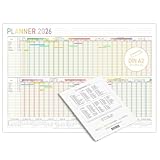 TOBJA Urlaubsplaner 2026 Mitarbeiter - DIN A2 EU-Version | Jahresübersicht für 25 Personen | englischer Wandkalender mit Feiertagen & Preview 2027 | faltbar & beschreibbar | für Teams & Büro