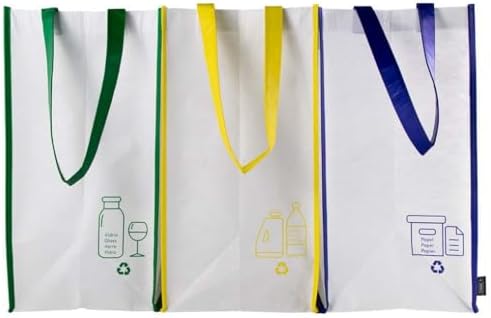 Recycling Garbage Bags Set, 3 Bags, Connected by Tapes, Pack with...