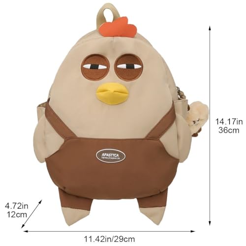 Sac à dos esthétique drôle de poulet avec compartiments en nylon doux - 3