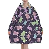 Sherpa-Sweatshirt mit niedlicher Maus für Damen, verlängert, warm, gemütlich, übergroß, tragbar, mit Tasche, Hoodie für Erwachsene