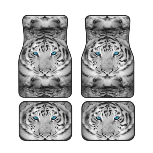 Alfombrillas para coche juego de 4 piezas tigre blanco y negro accesorios neopreno