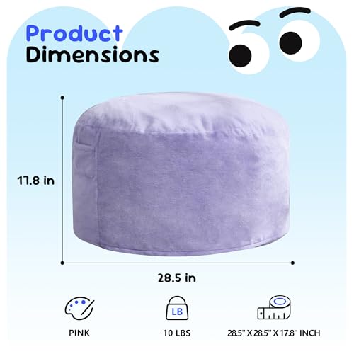 Image of Hobestluk Kids Bean Bag Chair 2.5FT Small Seat with Plush Cover, Purple