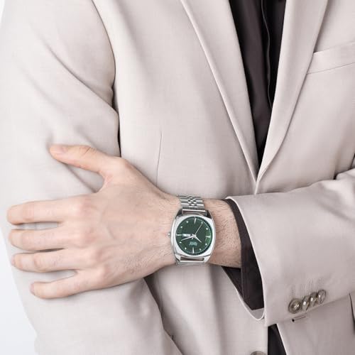 Image of Ajanta Quartz Analog Watch for Men | Stainless Steel Bracelet | Round Dial with Square Case | Classic Formal Wrist Watch | Office Wear|AWC132ESG