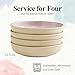 Portmeirion Minerals 8.7-Inch Low Serving Bowl, Rose Quartz (Set of 4) - Recycled Clay Stoneware with Reactive Glaze, Made in Portugal, Microwave & Dishwasher Safe - Decorative Modern Bowl