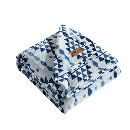 Wrangler - Twin Size Blanket, Super Soft & Reversible Plush Fleece Bedding, Throw Blanket for Couch or Bed (Westin Blue)