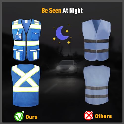 Image of Class 2 Safety Vest with Zipper Front and multiple Pockets, High Visibility Vest, Meets ANSI /ISEA Standards