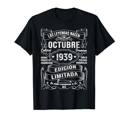 Las Leyendas Nacen En Octubre 1939 Regalo 85 Años Cumpleaños Camiseta