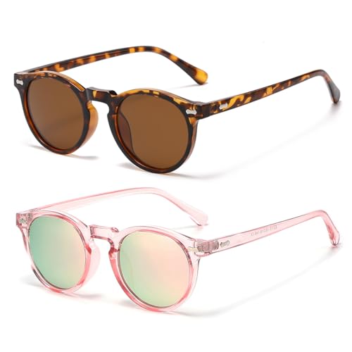 Image of Gleyemor Kids Polarized Cute Round Sunglasses for Kids Girls Boys Age 3-8