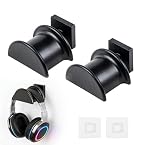 letuxaamz Support Casque Audio, Support de Casque Gaming et Headphone Stand, Montage Murale sans Perçage, Porte Casque Universel pour Bureau Chambre et Salon Noir Pack de 2