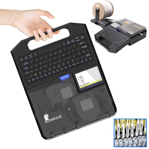 300DPI Industrial Label Maker Kit, Cable Id Printer, Portable Handheld Label Printer + Ribbons and Stickers, Automatic Cutting, Power Off Memory, for Heavy-Duty Labelling Jobs,Computer