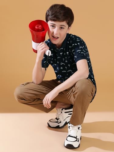Image of Li'l Tomatoes Boys Cotton Pique Polo T-Shirt | Printed Half Sleeve Casual Summer Wear | Soft & Breathable Fabric | 7-16 Years