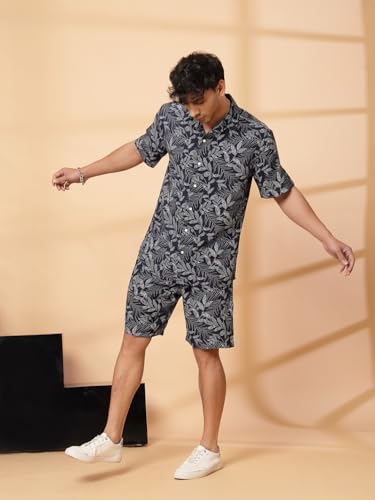 Image of Rigo Printed Co-Ord Set for Men's | Casual Shirt & Shorts Night Suit Set | Lounge-wear Nightdress Pajama Set for Men's | Night Wear, Beach Wear, Vacation Wear Outfit