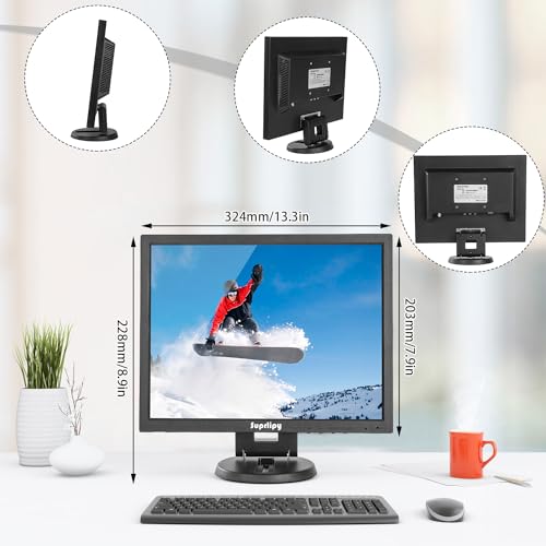 Image of 14 Inch TFT LCD Security CCTV Monitor 1024x768 4:3 Resolution Color Display Screen with HDMI /VGA /BNC /AV Earphone Input Built-in Dual Speakers for Surveillance Camera DVR PC