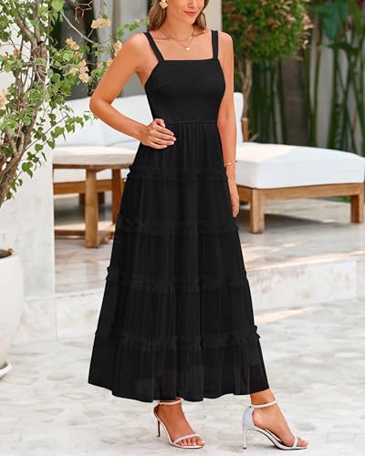 Image of PRETTYGARDEN Women's Summer Dresses 2026 Sleeveless Smocked Tiered Ruffle Tulle A-Line Flowy Wedding Party Maxi Dress