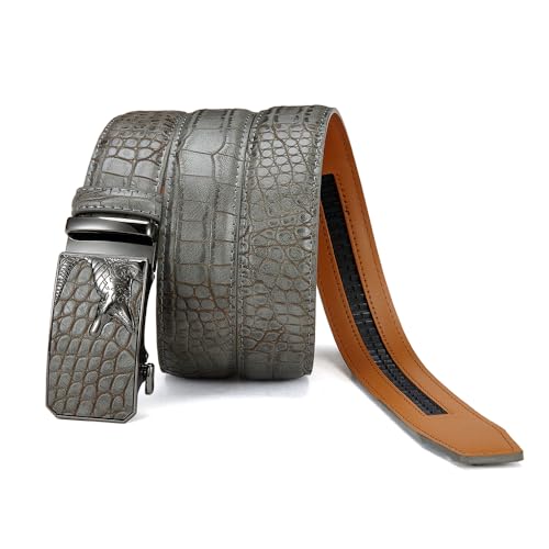 Designer Mens Belts, Sliding Automatic Buckle Ratchet Dress Belt Genuine Leather3