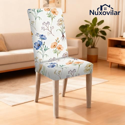 Image of Nuxovilar 4PCS Watercolor Floral Stretch Chair Covers 23.6x70in