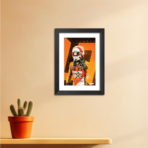 Image of TenorArts Lando Norris Poster F1 Driver Posters Formula One Photo Frame Painting with Matt Finish Black Texture (12 inches x 9inches)